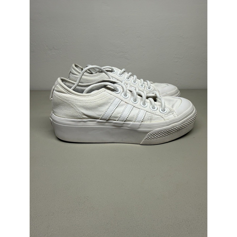 Adidas Nizza Platform Womens Size 6 White Athletic Running Shoes Sneakers